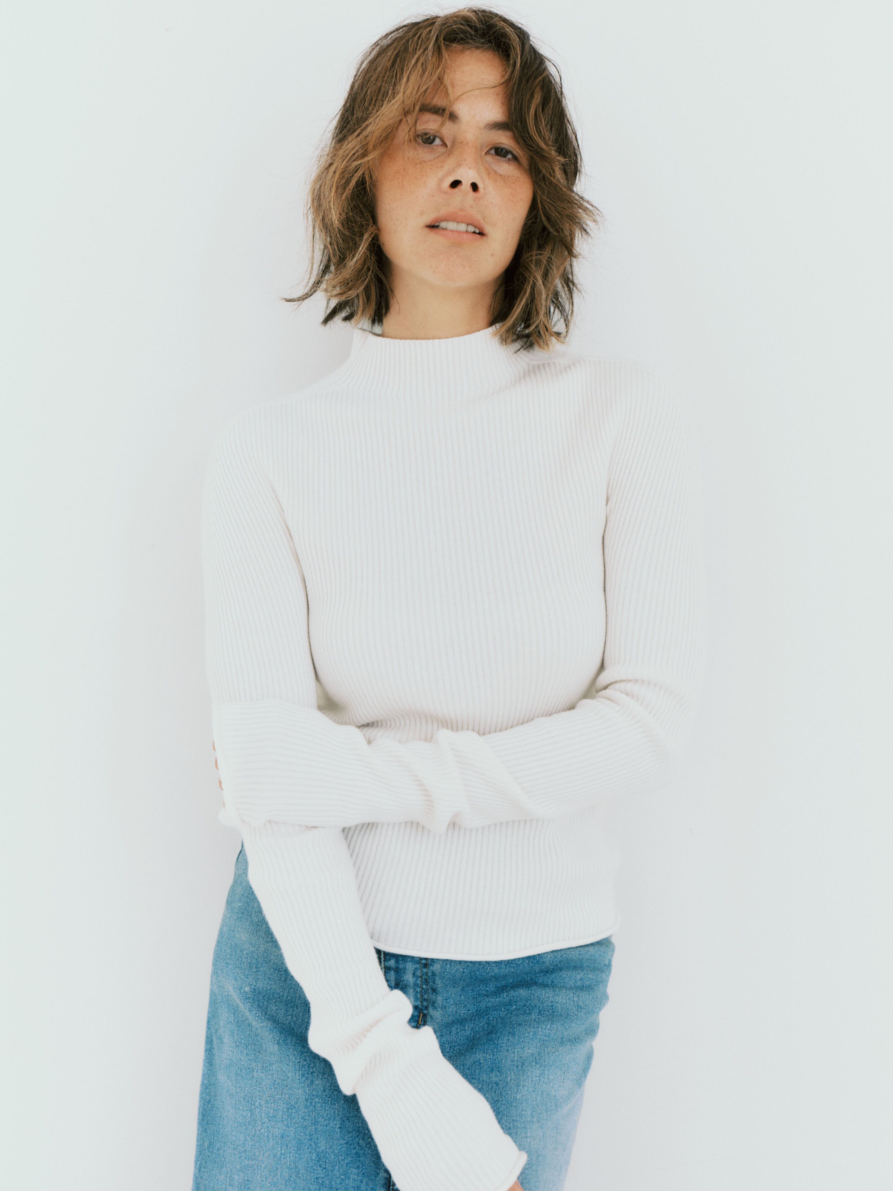 the newhouse カシミアコットン ロングスリーブリブニット the THE