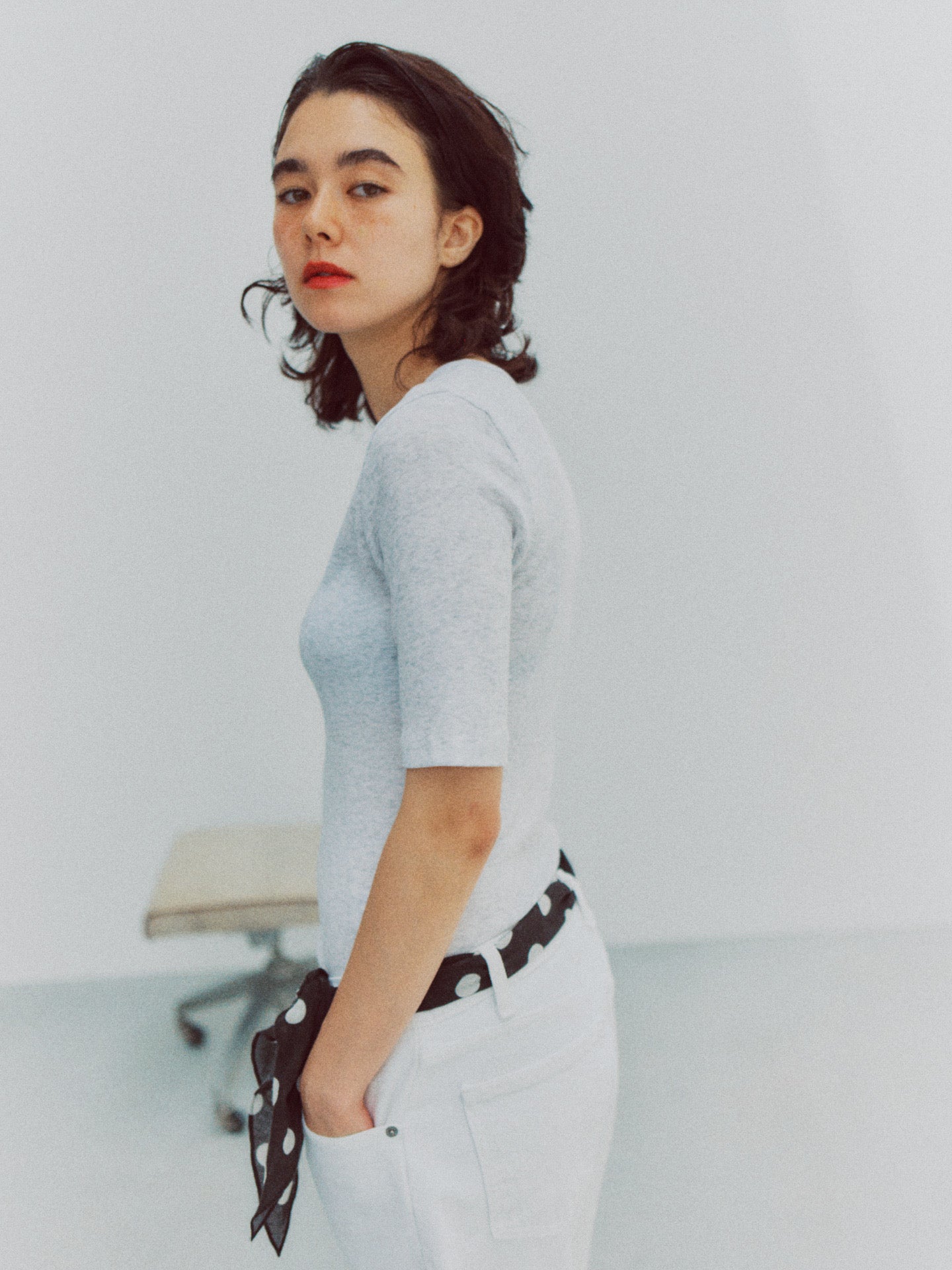 DIA HALF SLEEVE TEE (top gray)