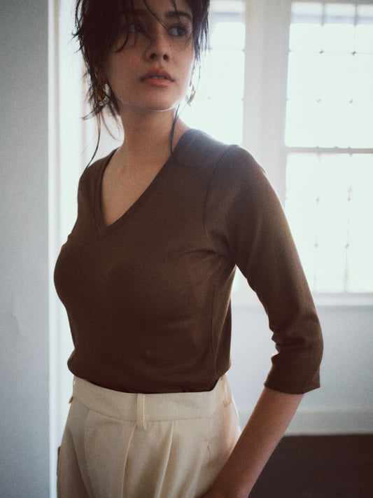 THURLOE V NECK (coffee)
